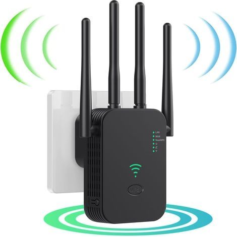 Répéteur WiFi Amplificateur WiFi Signal Booster,4 Antennes WiFi Extenders,2 Ports LAN,Répéteur WiFi PuissantMode Répéteur & Routeur & AP,Compatible avec Tous Les Ports Ethernet (1/5)