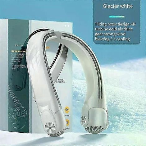 Ventilateur portable à fixer autour du cou, rechargeable par USB, ventilateur turbine sans pales réglable avec tour de cou, idéal pour une utilisation en extérieur. (1/5)