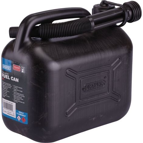 Draper 09053 5L Black Plastic Fuel Can for Safe and Durable Fuel Storage
