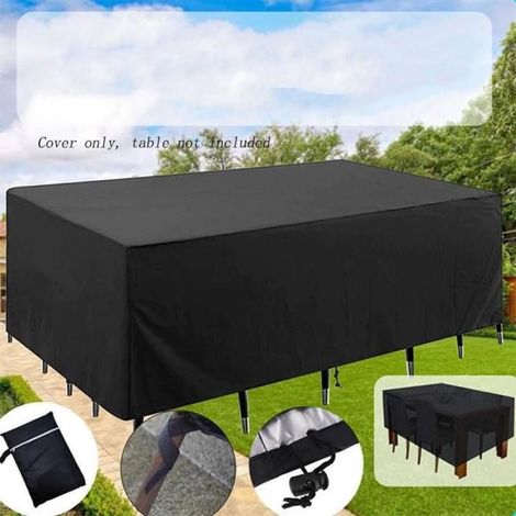 Housse protection table de jardin 180x120x74cm, tissu Oxford 210D imperméable, avec cordon de serrage, résistante aux intempéries (1/5)