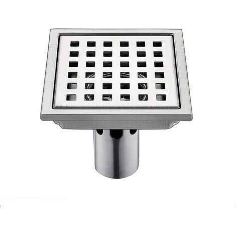 Bodenablauf, Abflussschutz, quadratischer geruchshemmender Bodenablauf aus Edelstahl SUS304 für Badezimmer, Dusche, mit abnehmbarer Abdeckung, Duschablauf mit Draht (1/5)