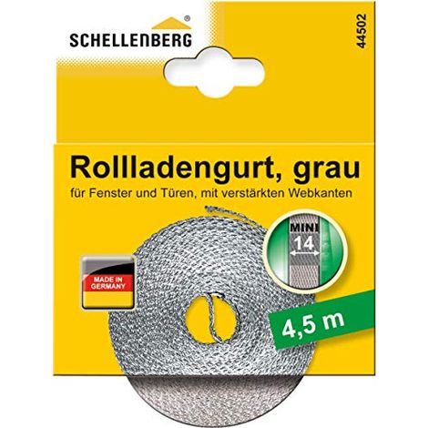 Schellenberg 44502 Cinghia per Avvolgibile Larghezza 14 mm Lunghezza 4,5 m Grigio (1/3)