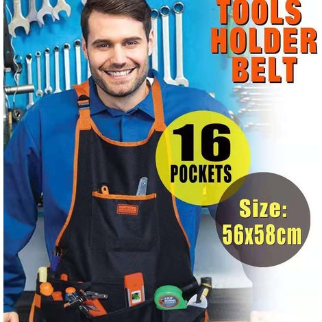 Tablier/bavoir �� 16 poches, sac �� outils, sac �� outils en tissu Oxford pour le travail du bois et le jardinage, 246 g