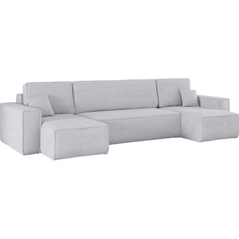 Ecksofa mit schlaffunktion und bettkasten, Sofa U-form, Couch U-form BEST Cord Grau (1/5)