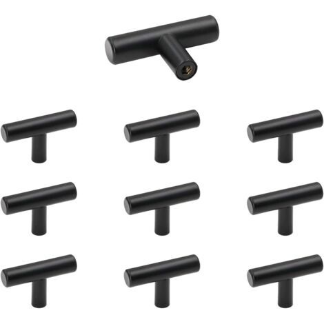 Bouton de Meuble, Poignée de Portes pour Placards en Acier Inoxydable 10 Pièces Noir Bouton de Tiroir Vintage avec Vis pour Commode, Armoire (1/5)