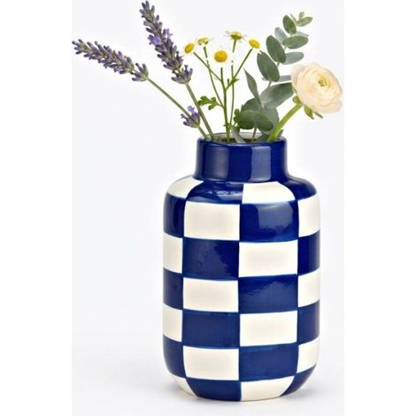 Vase - - carreaux céramique - bleu et blanc - 9,5x9,5x10,2 cm (1/3)