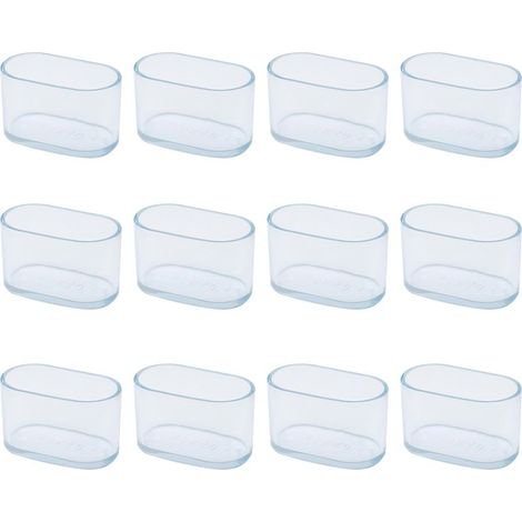 Couvre-jambes de chaise, couvre-pieds de meubles en silicone ovale, protection anti-rayures au sol, 12 pièces transparentes/12 pièces 30X60mm (1/5)