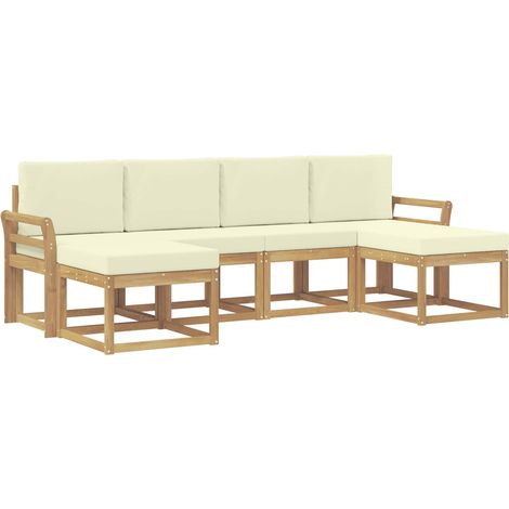 Outdoor Sofa Set with Cushion 6 pcs White and Cream Polyester vidaXL (1/5)