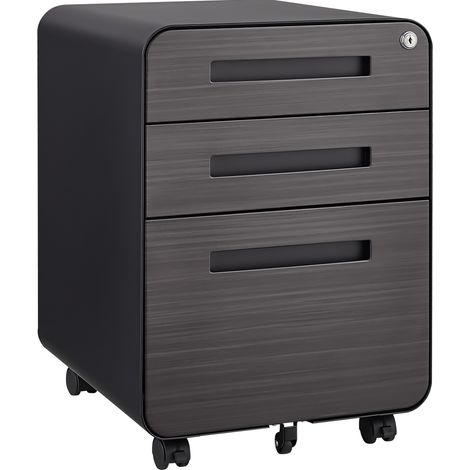 Mobile archivio a 3 cassetti, acciaio nero, per documenti A4, Letter e Legal, con chiave (1/5)