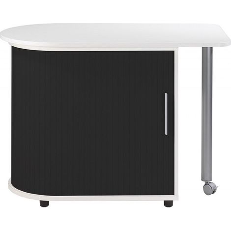 Bureau avec plateau pivotant et rangement blanc et noir Kool 105cm (1/5)