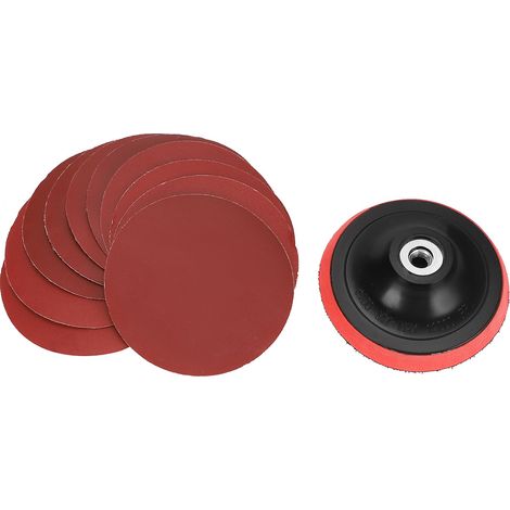 Ortviai Disque de ponçage rond 4 pouces avec filetage intérieur M10 + 10 feuilles en daim grain 180 (1/5)