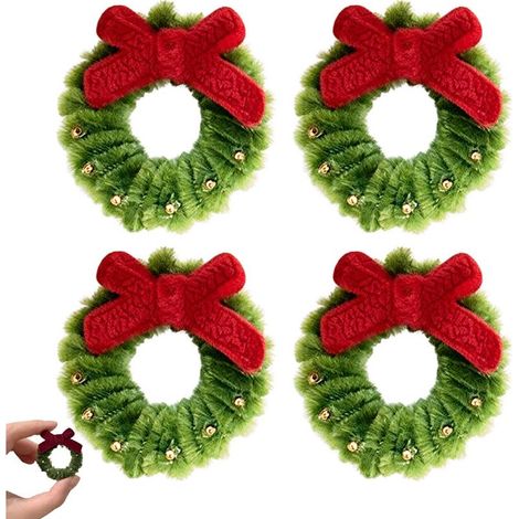 Set mit Miniatur-Weihnachtskränzen, Mini-Girlanden für den Weihnachtsbaumschmuck, Pfeifenreinigern, künstlichem Deko-Kranz und DIY-Weihnachtsaccessoires zum Basteln von Haarspangen (1/5)