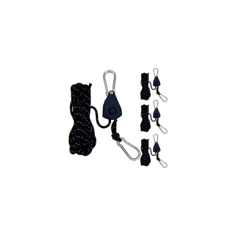 Juego de 4 vientos reflectantes, 4 m - 4 mm - Tensor ligero - Ajustable - Para uso en exteriores, tiendas de campaña, camping, toldos - Tendedero (negro)