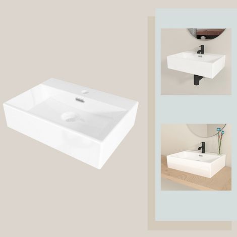 T&K Bathroom Wall Hung Sink Counter Top Ceramic Cloakroom Wash Mahon Sink (1/5)