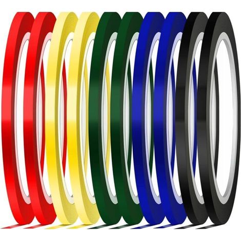 Lntyq Ruban de Marquage, 5 Couleurs Ruban Auto-Adhésif 3 mm de Largeur Tape Graphique Ruban Adhesif de Couleur (10pcs) (1/5)