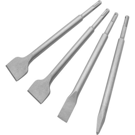 Ensemble de 4 marteaux perforateurs et burins électriques avec manche rond et grande tête plate pour rainurer la pierre et le béton DC603 B (1/4)