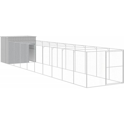 Maison Exclusive - Hundehütte mit Auslauf Hellgrau 214x1069x181cm