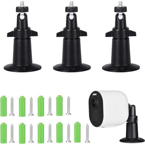 Support Mural de Caméras de Sécurité, 3 Pièces pour Caméra de Sécurité Support, Pivotant à 360 Degrés, pour Caméra de Support, pour Système de Surveillance à Domicile, Noir (1/5)