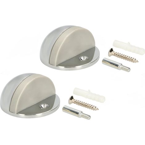 KOTARBAU Lot de 2 butoirs de porte pour montage au sol pour limiter le mouvement de la porte 45 x 25 mm Chromé (1/5)