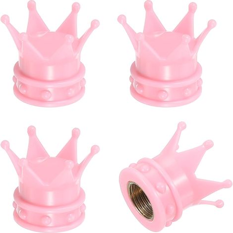 Bouchons de valve de pneu Crown, paquet de 4, avec joints toriques, taille universelle pour vélos, SUV et autres véhicules, rose. (1/5)