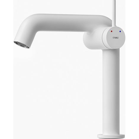 Robinet de salle de bain blanc mat, mitigeur monocommande en laiton, cartouche céramique, 222 x 200 x 76 mm, robinet salle de bain installation facile, économie d'eau, robinet de lavabo (1/5)