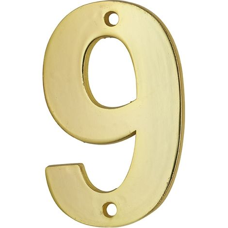 Targa Numero civico 9 altezza 51mm, in ottone massiccio, da avvitare - THIRARD