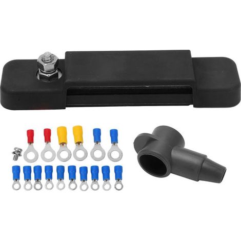 Bloc de distribution d'énergie à 12 bornes avec couvercle universel pour panneaux solaires de bateau marin de voiture noir (1/5)