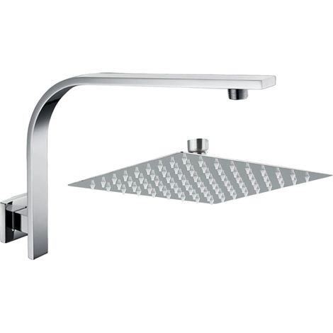 Ensemble de douche complet avec bras de douche en porte-à-faux et pommeau de douche carré
