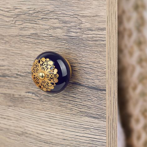 Ouvre&Déco – Bouton de meuble JASMINE, Porcelaine bleu Ø40 mm (1/5)