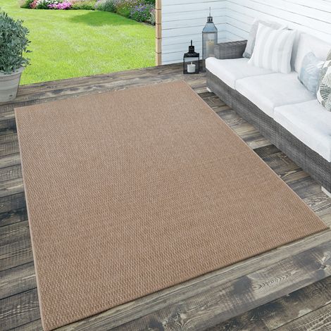 Paco Home In- & Outdoor Teppich, Terrasse u. Balkon, Wetterfest Einfarbig m. Struktur 120x170 cm, Natur 3