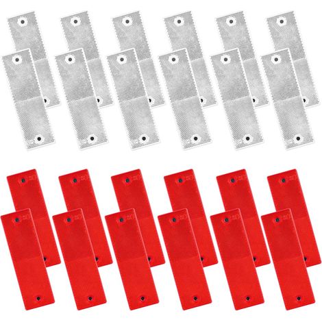 24 Paquet de Catadioptre Remorque Rectangulaires, Réflecteurs Rectangulaires Autocollants, Réfléchissant Plaque D'Avertissement, Catadioptres de Sécurité pour Camions Caravanes (1/5)