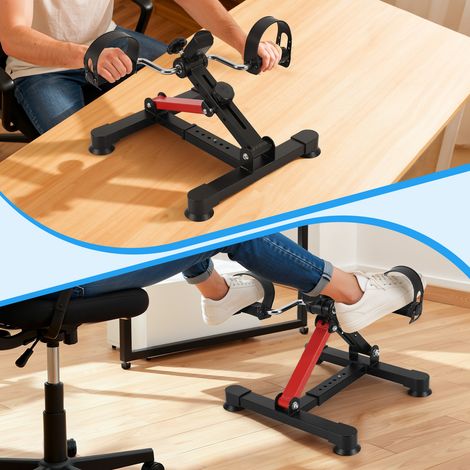 Wolketon Mini-vélo d'appartement pliable - Musculation - Entraînement des bras et des jambes Rouge et noir (1/5)