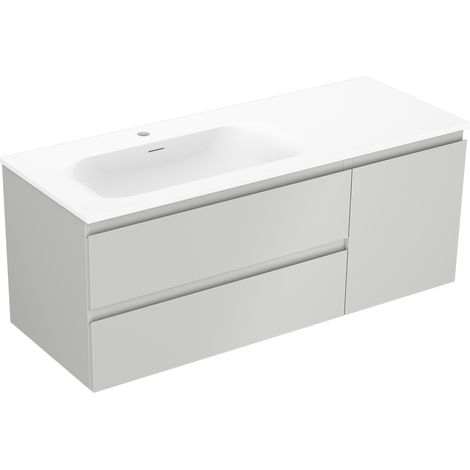 Mexen Orio Badezimmerschrank 120 cm mit linken Waschbecken Vela, 2S, 1D, grau matt/weiß matt - 91A13-12047-3-BBFFF62-W23L01 (1/5)