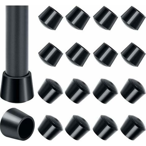 (16 Stück) Stuhlbeinkappen, 16er-Pack Stuhlbeinkappen aus Gummi, Stuhlbeinkappen aus Gummi, 25 mm Innendurchmesser, Schwarz (1/4)