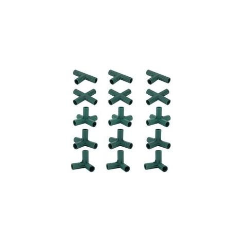Lot de 15 Connecteurs De Cadre De Serre, Connecteurs d'angle pour Cadre De Jardin Tige d'hélice de 16 mm 5 Types de Support Stable Robuste pour Serre (1/4)