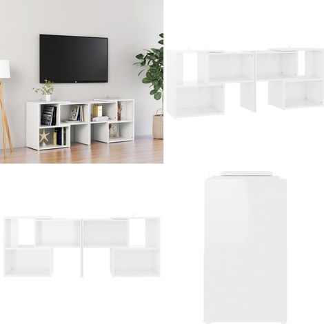 TV-Schrank Hochglanz-Weiß 104x30x52cm Holzwerkstoff - TV Schrank - Holzwerkstoff Möbel - Weißer TV Stand - Regal - Wohnzimmer Dekoration - Home & Living
