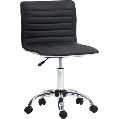 Silla de oficina ergonómica de piel sintética PU con altura regulable, silla de oficina y estudio con asiento giratorio y 5 ruedas, color negro.