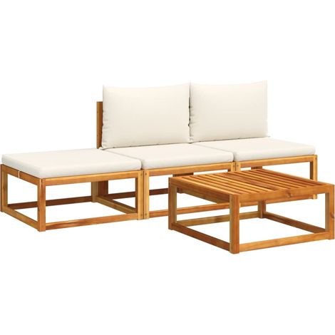 Set di divani da giardino 4 pezzi con cuscini in legno di acacia e rattan vidaXL (1/5)