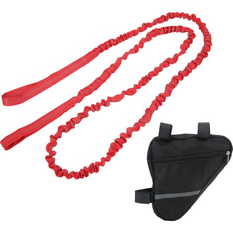 Corde élastique remorque vélo enfant, amortie et colorée pour sports en plein air - Rouge (1/5)