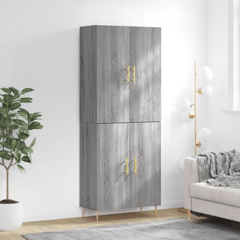 Buffet haut,Buffet de salon,Commode Meuble de rangement,Style Industriel Sonoma gris 69,5x34x180 cm Bois d'ingénierie VNWE298254 (1/5)