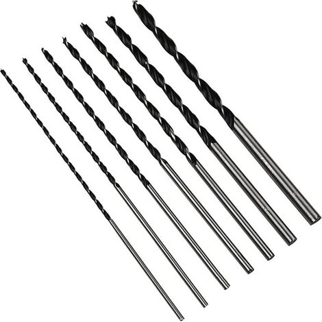 Jeu de 7 forets à bois longs, HSS-G, diamètres 4 mm, 5 mm, 6 mm, 7 mm, 8 mm, 10 mm et 12 mm, longueur 300 mm, pour le bois (1/5)