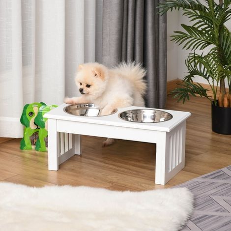 Hunde-Futterstation rutschfest, erhöht, 44 x 24 x 15 cm, Weiß, 0,9 l pro Napf (1/5)