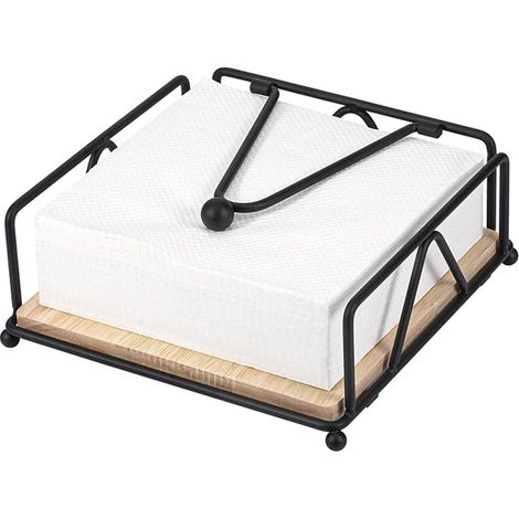 Black Towel Rack, Dispenser, Wooden Base and Iron Frame, with Weighted Clamping Arm (1/5)