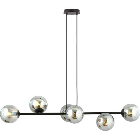 Lampadario Emibig Rossi 6 luci E14 nero vetro 110cm (1/5)