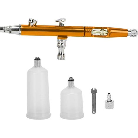 MIMOSON-Painting Airbrush Gun Dual Action Airbrush Spray Gun Tail External Spray Tool Kit with Hose Nozzle Needle for Makeup, Tattoo (1/5)