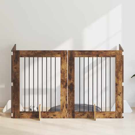Puerta de perro con soportes 4 pcs Roble Ahumado 80 x 100 cm