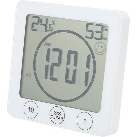 Multifunktionales Thermometer, Hygrometer und Digitaluhr für den Innenbereich – für Bad, Küche (1/5)