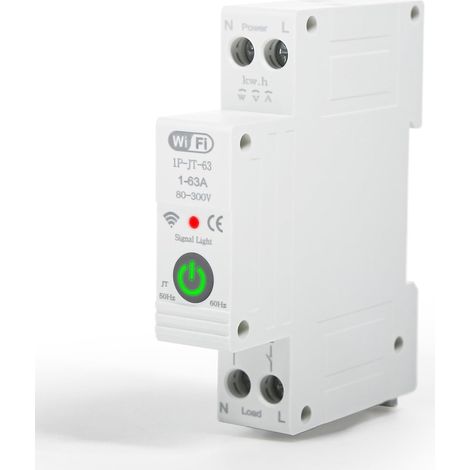 TUYA WIFI Smart Switch,  1P 63A AC230V WiFi Smart Energy Meter DIN Rail Smart Life Wireless Remote Control (1P-JT-63A) (1/5)