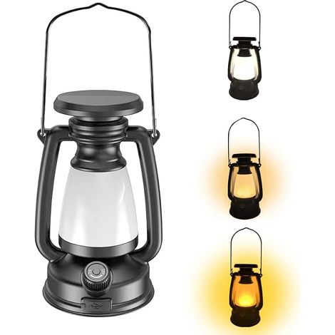 Extérieur LED Retro Solaire Camping Lumière, Éclairage mobile rechargeable, Lumière blanche, Lumières jaune, Lumières chaude, Lampe à cheval multifonctionnelle à luminosité réglable 3 modes.
