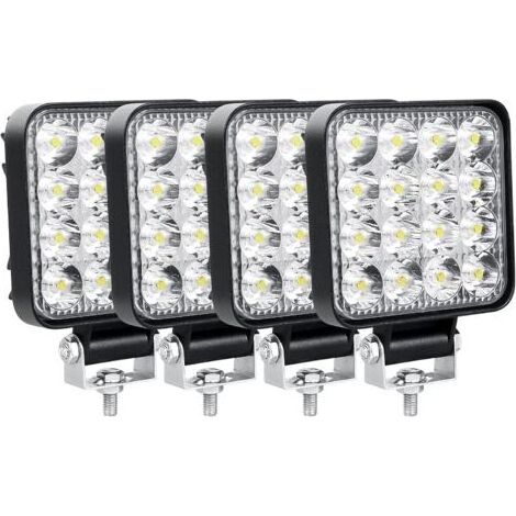 Lot de 4 Phare de Travail LED 8.5cm 3.4'' 48W Projecteur LED 12V 24V Etanche IP67 Spot Feux Antibrouillard LED pour 4x4 Voiture Camion Tracteur SUV Bateau Quad Vehicule (1/5)